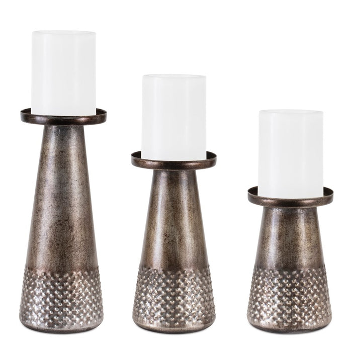Melrose International Tapered Metal Candle Holder, Set of 3, Bronze