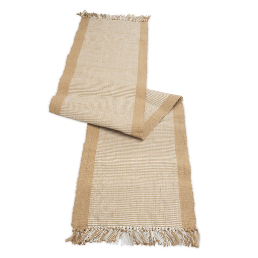 Melrose International Woven Jute Table Runner 79.5"L, Beige/White - 92378DS