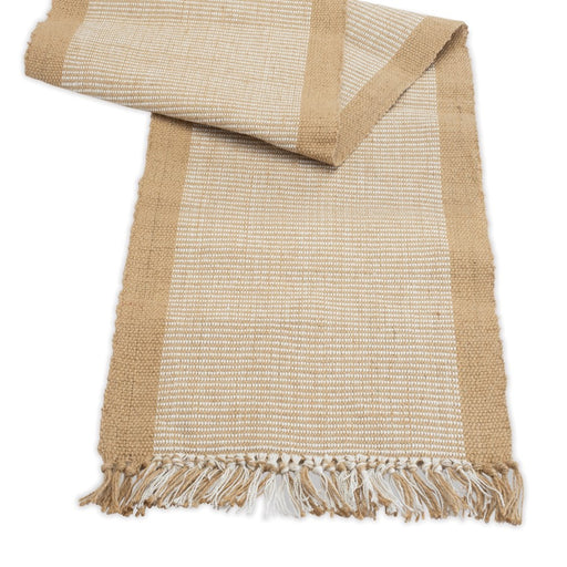 Melrose International Woven Jute Table Runner 79.5"L, Beige/White