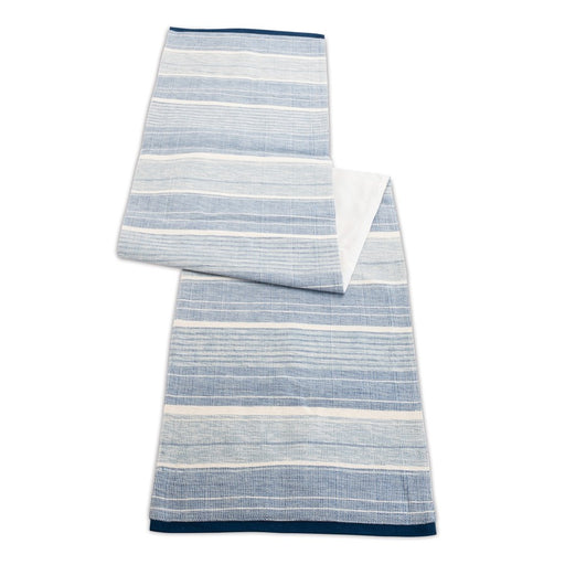 Melrose International Abstract Striped Table Runner 72"L, Blue/White - 92379DS