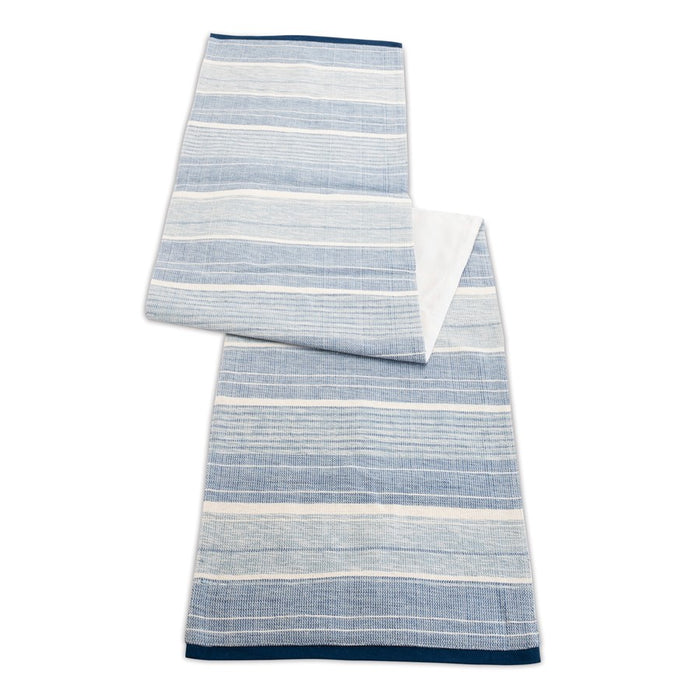 Melrose International Abstract Striped Table Runner 72"L, Blue/White - 92379DS