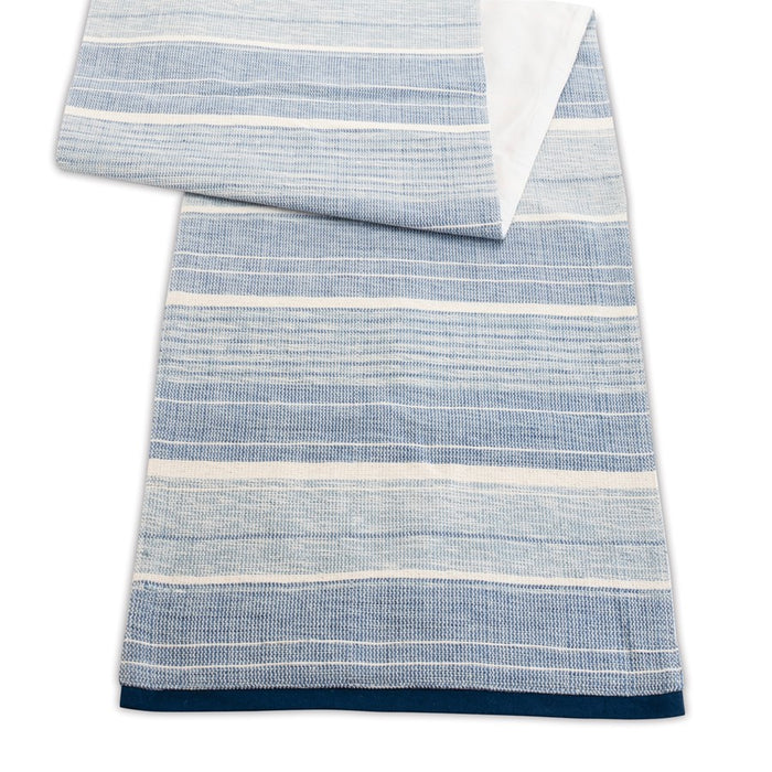 Melrose International Abstract Striped Table Runner 72"L, Blue/White