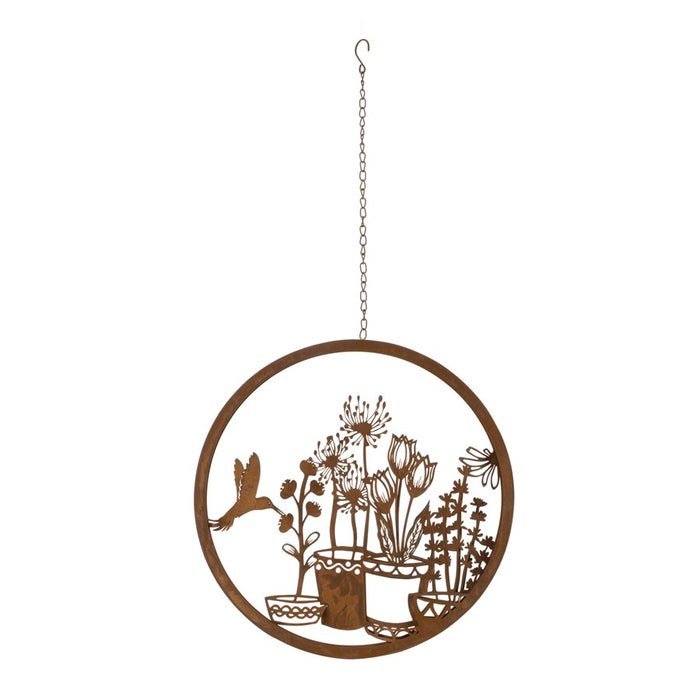 Melrose Layered Metal Hummingbird Garden Wall Plaque 16"D, Bronze - 92388DS