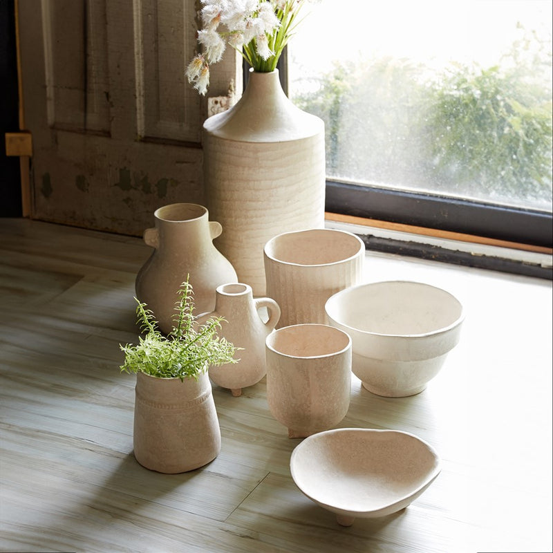 Melrose International Recycled Paper Chalk Vase 9.75"H, Beige
