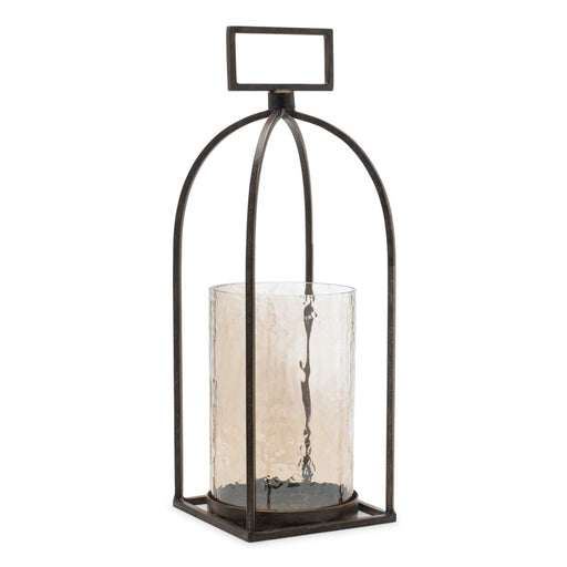 Melrose Arched Iron Candle Holder/Glass Hurricane 15"H, Black - 92424DS