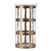 Melrose Wavy Glass Candle Holder/Distressed Metal Frame 10"H, Gold - 92427DS