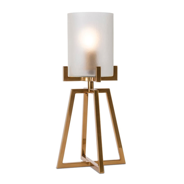 Melrose Modern Glass Table Lamp/Tapered Metal Stand 21"H, Gold - 92430DS