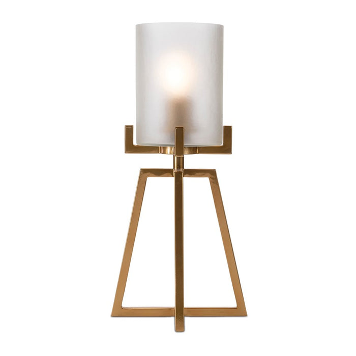 Melrose Modern Glass Table Lamp/Tapered Metal Stand 21"H, Gold