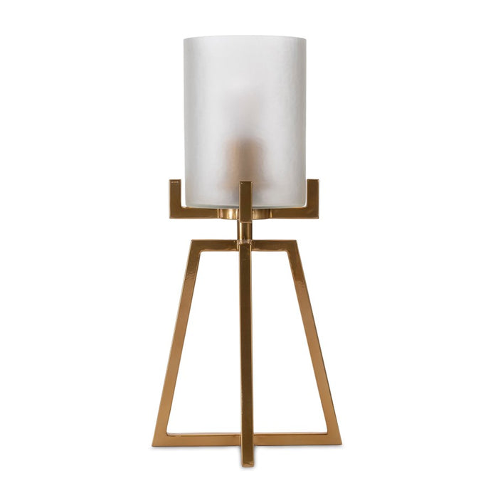 Melrose Modern Glass Table Lamp/Tapered Metal Stand 21"H, Gold