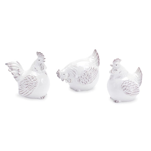 Melrose International Ceramic Chicken Decor, Set of 6, White/Beige - 92433DS