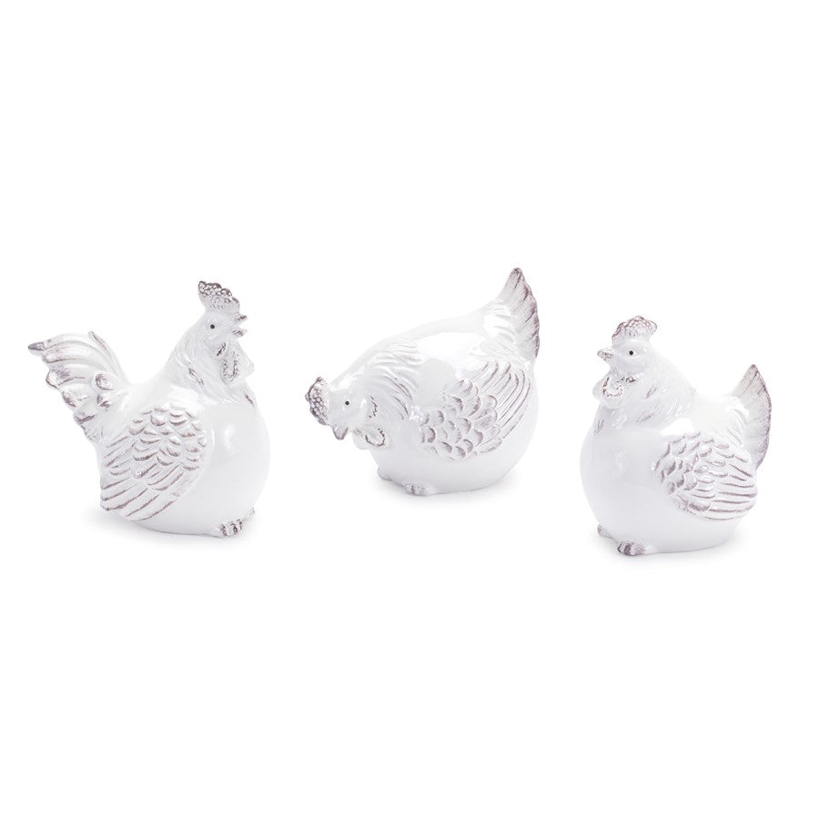 Melrose International Ceramic Chicken Decor, Set of 6, White/Beige - 92433DS