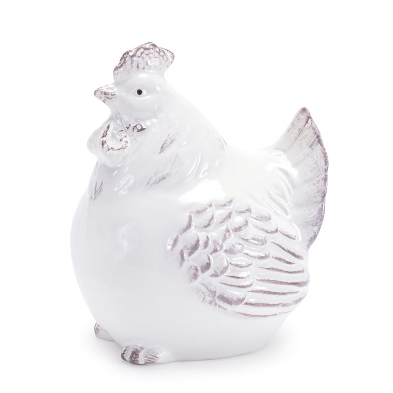 Melrose International Ceramic Chicken Decor, Set of 6, White/Beige