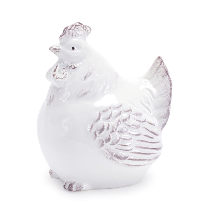 Melrose International Ceramic Chicken Decor, Set of 6, White/Beige