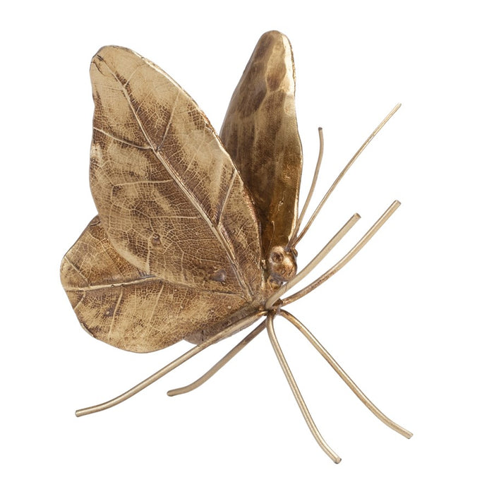 Melrose International Leaf Butterfly Shelf Sitter, Set of 2, Gold