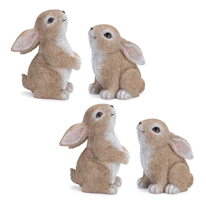 Melrose International Woodland Bunny Figurine, Set of 4, Beige/White