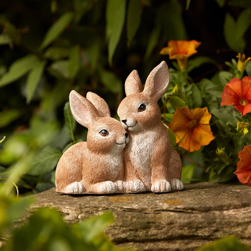 Melrose International Woodland Bunny Couple Figurine, Set of 2, Beige