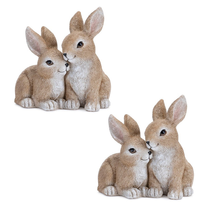 Melrose International Woodland Bunny Couple Figurine, Set of 2, Beige