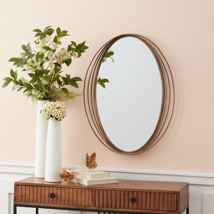 Melrose International Modern Oval Wall Mirror 30"H, Brown