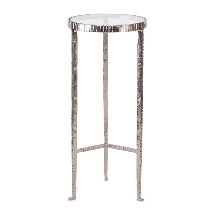 Melrose International Iron Accent Table/Glass Top 24"H, Silver - 92495DS
