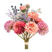 Melrose Mixed Zinnia Floral Bouquet (Set of 2), Purple/Pink/Green - 92501DS