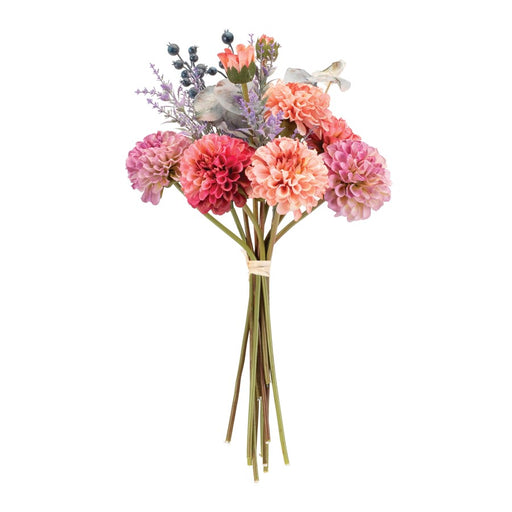 Melrose Mixed Zinnia Floral Bouquet, Set of 2, Purple/Pink/Green