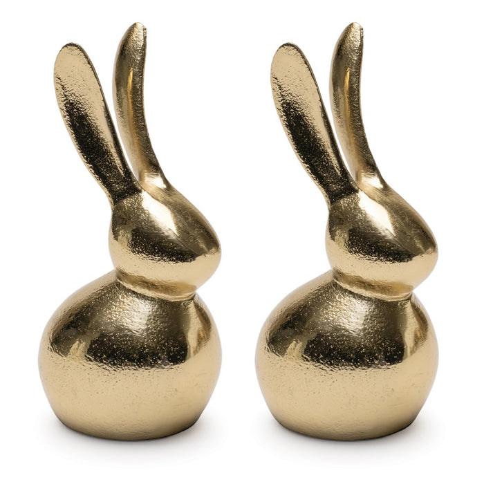 Melrose Modern Metal Bunny Decor (Set of 2), Gold