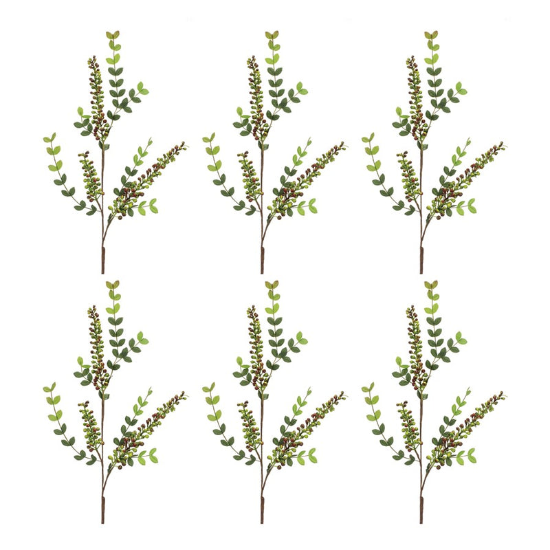 Melrose Variegated Red Berry Foliage Spray, Set of 6, Red/Green