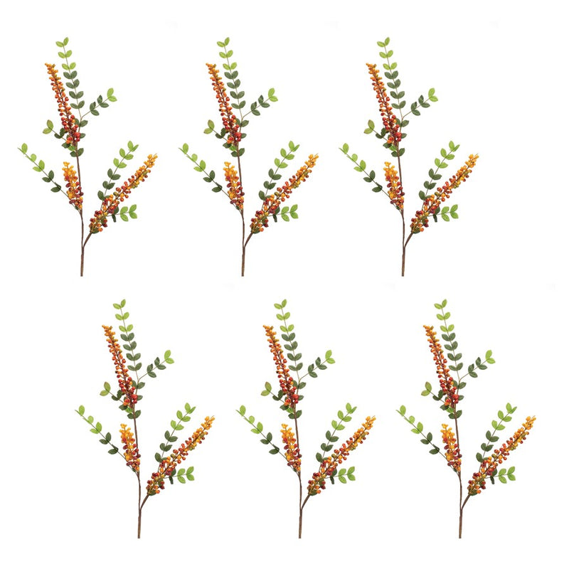 Melrose Orange Berry Foliage Spray, Set of 6, Red/Orange/Green