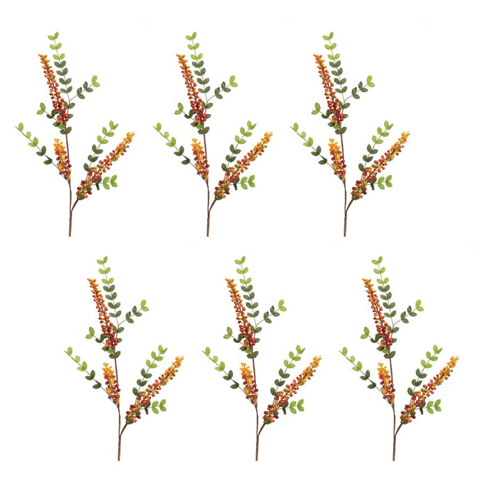 Melrose Orange Berry Foliage Spray, Set of 6, Red/Orange/Green