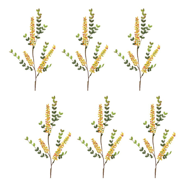 Melrose Yellow Berry Foliage Spray, Set of 6, Yellow/Green