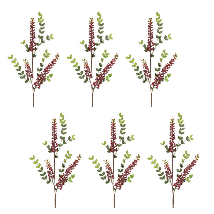 Melrose Int. Burgandy Berry Foliage Spray, Set of 6, Red/Green