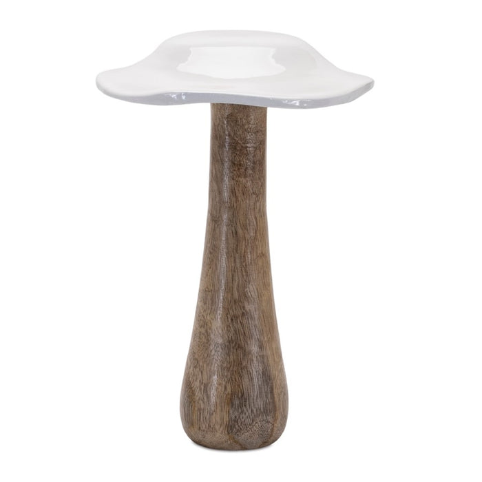 Melrose International Wood Mushroom Decor, Set of 4, White/Brown