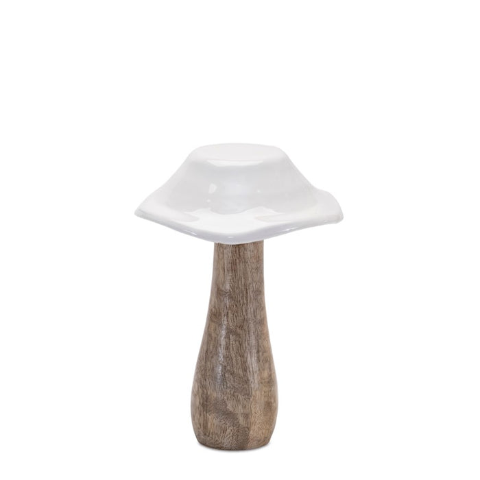 Melrose International Wood Mushroom Decor, Set of 4, White/Brown