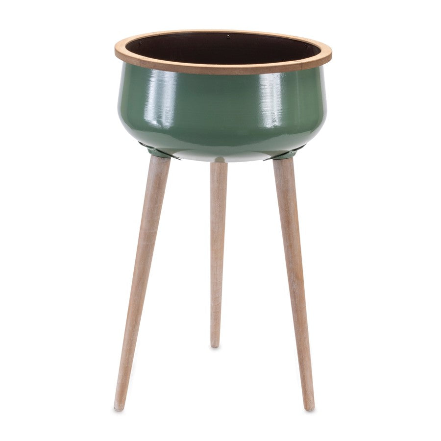 Melrose International Metal Planter/Wood Legs 24"H - 92551DS