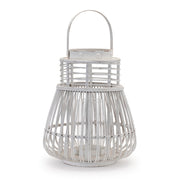 Melrose International Woven Rattan Lantern 14.5"H, White - 92558DS