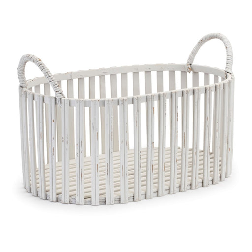 Melrose Oval Woven Rattan Tabletop Basket, Set of 2, White