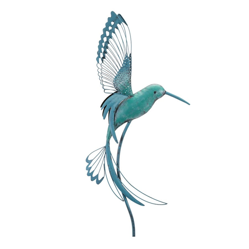Melrose Iron Metal Hummingbird Garden Stake, Set of 2, Blue/Green