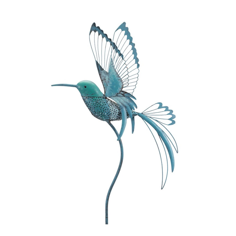 Melrose Iron Metal Hummingbird Garden Stake, Set of 2, Blue/Green