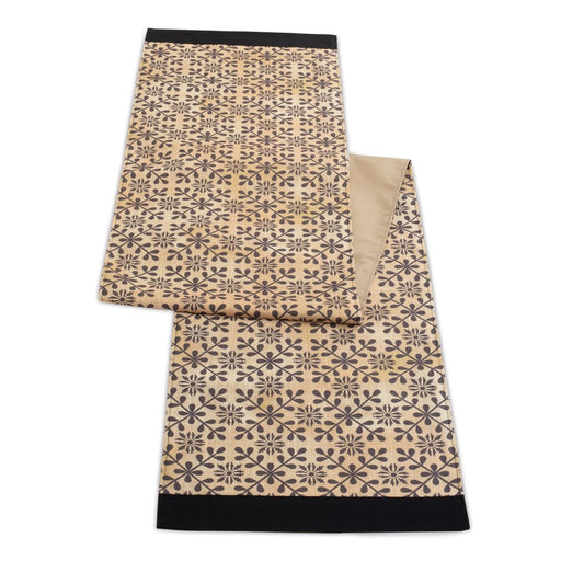 Melrose Geometric Floral Patterned Table Runner 72"L, Gold/Black