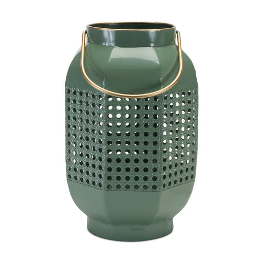 Melrose Hexagon Metal Lantern/Gold Accent, Set of 2, Green - 92582DS