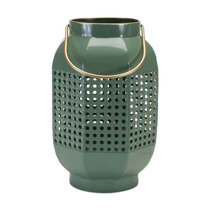 Melrose Hexagon Metal Lantern/Gold Accent, Set of 2, Green - 92582DS