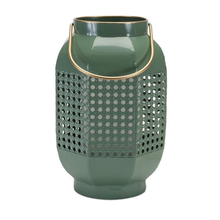 Melrose Hexagon Metal Lantern/Gold Accent, Set of 2, Green