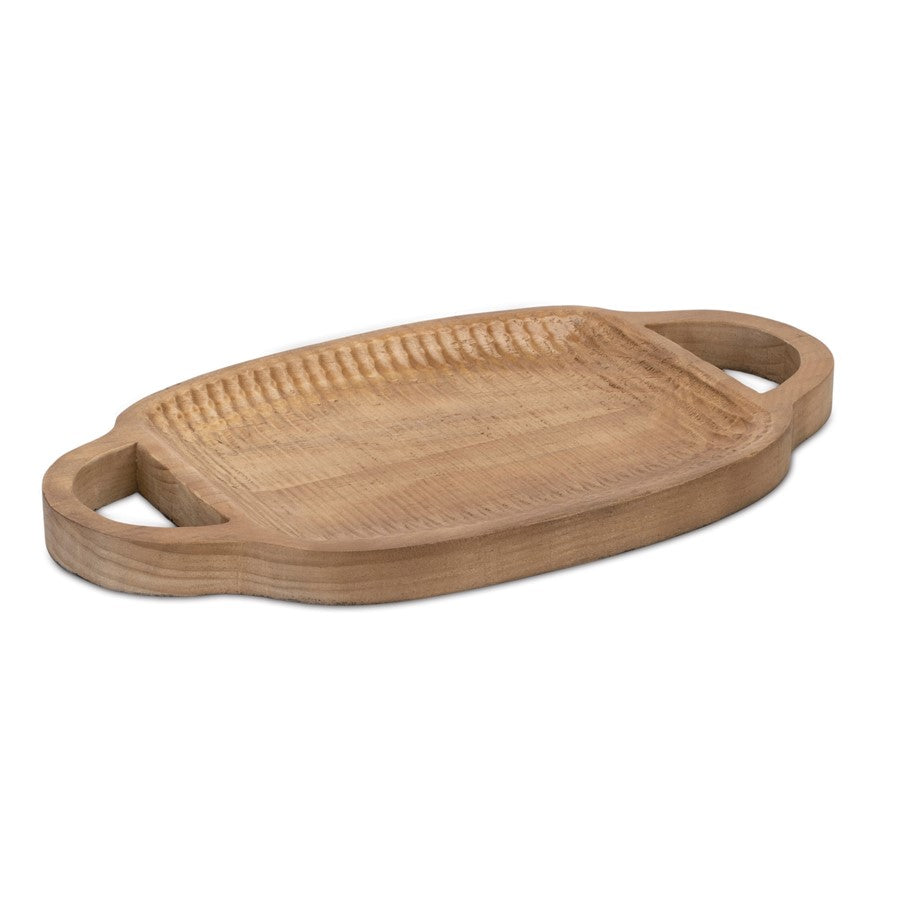 Melrose International Pine Wood Tray/Handles 17.5"L, Brown - 92608DS