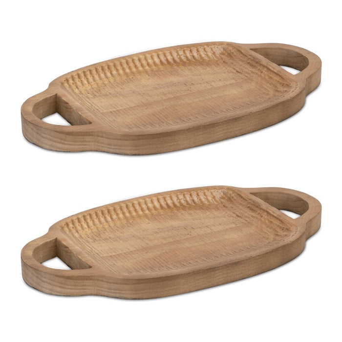 Melrose International Pine Wood Tray/Handles 17.5"L, Brown