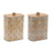 Melrose Geometric Canister/Natural Wood Lid, Set of 2, Black/Beige - 92610DS