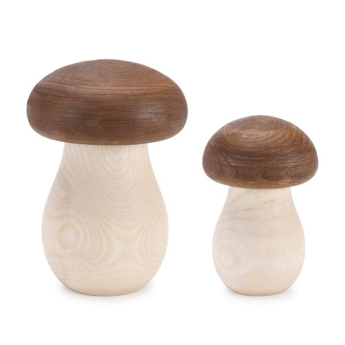 Melrose International Wood Mushroom Box Decor, Set of 2, Brown/Beige - 92626DS