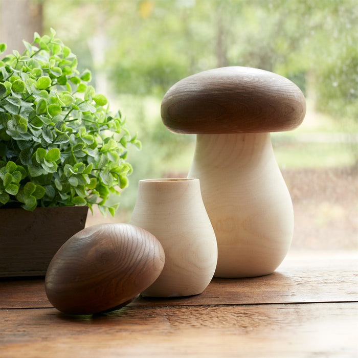 Melrose International Wood Mushroom Box Decor, Set of 2, Brown/Beige