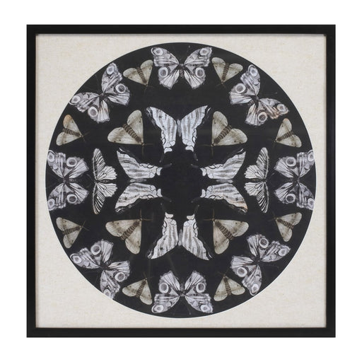 Melrose International Framed Butterfly Print 25"SQ, Black/Beige - 92635DS