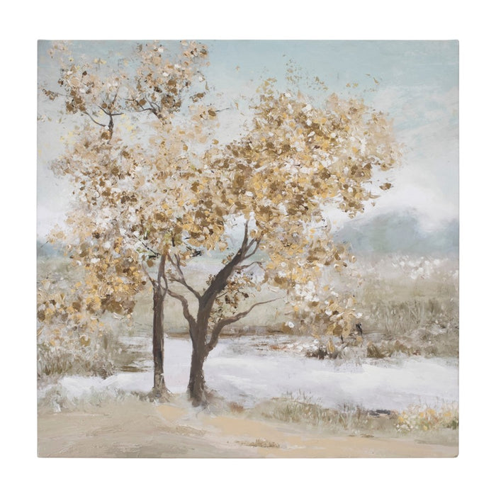 Melrose International Framed Tree Canvas Art, Set of 2, Blue/Beige