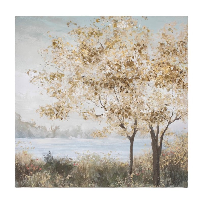 Melrose International Framed Tree Canvas Art, Set of 2, Blue/Beige